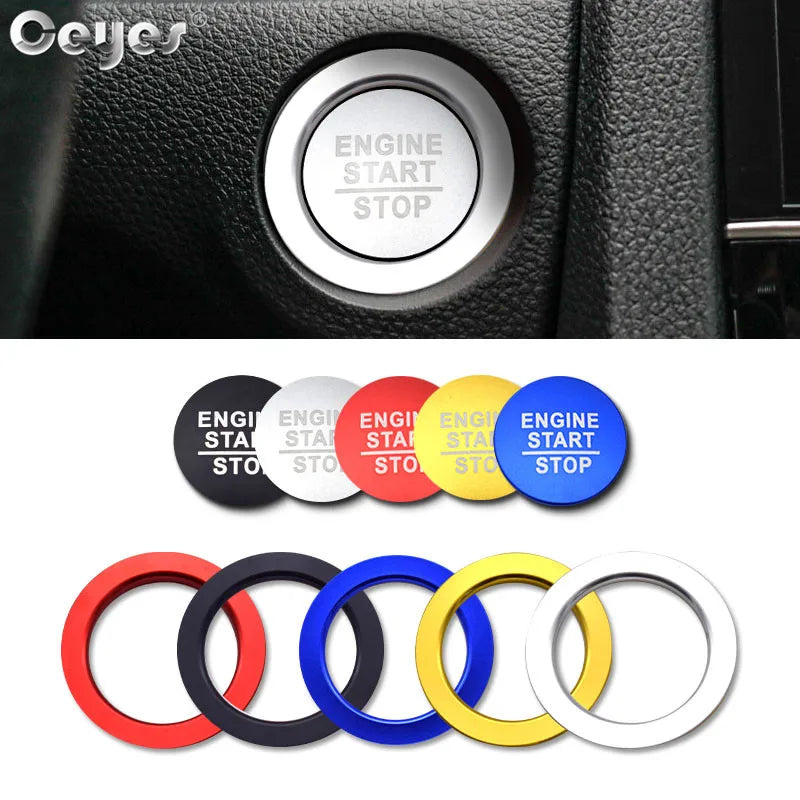 Ceyes Car Engine Ignition Start Stop Push Button Cover Ring Accessories Stickers