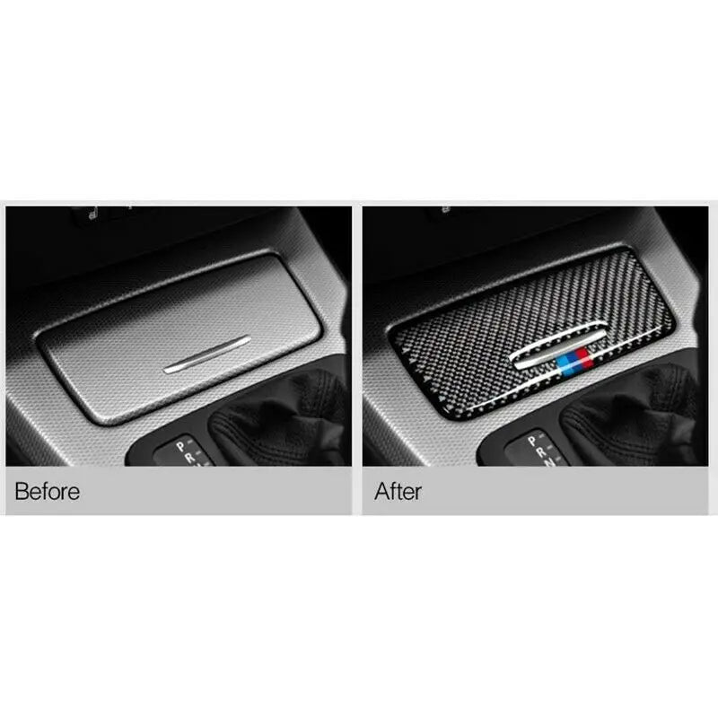 BMW 3 series E90 E92 2005-2012 Carbon Fiber sticker Interior Car Storage Box Panel Trim Cover decals Car Accessories