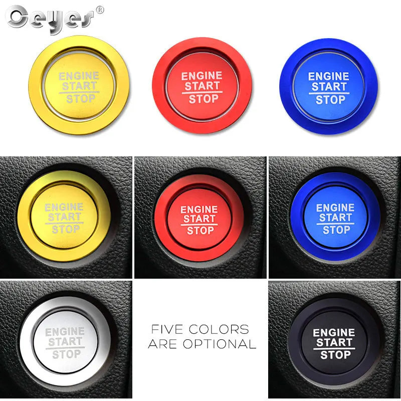 Ceyes Car Engine Ignition Start Stop Push Button Cover Ring Accessories Stickers