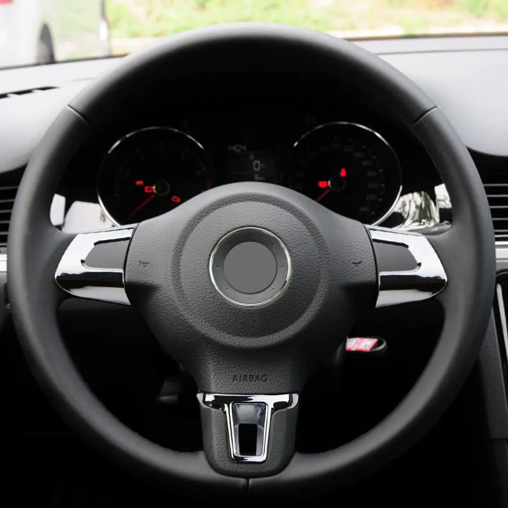 ABS Chrome Car Steering Wheel Decoration Cover Trim Sticker Fit for Volkswagen VW GOLF POLO JETTA MK5 MK6 Bora Accessories