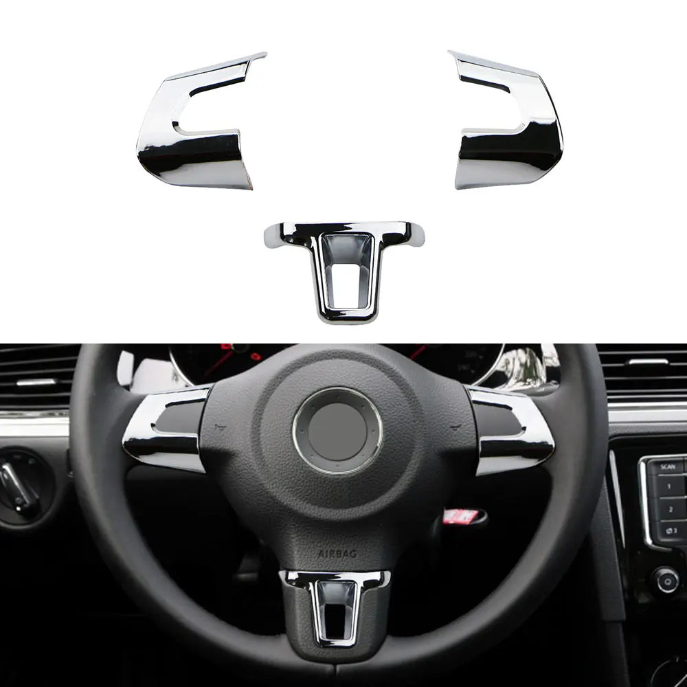 ABS Chrome Car Steering Wheel Decoration Cover Trim Sticker Fit for Volkswagen VW GOLF POLO JETTA MK5 MK6 Bora Accessories