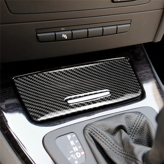 BMW 3 series E90 E92 2005-2012 Carbon Fiber sticker Interior Car Storage Box Panel Trim Cover decals Car Accessories