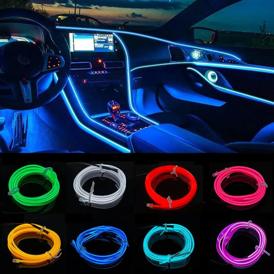 Car Interior Led Decorative Lamp Wiring Neon Strip For Auto DIY Flexible Ambient Light USB