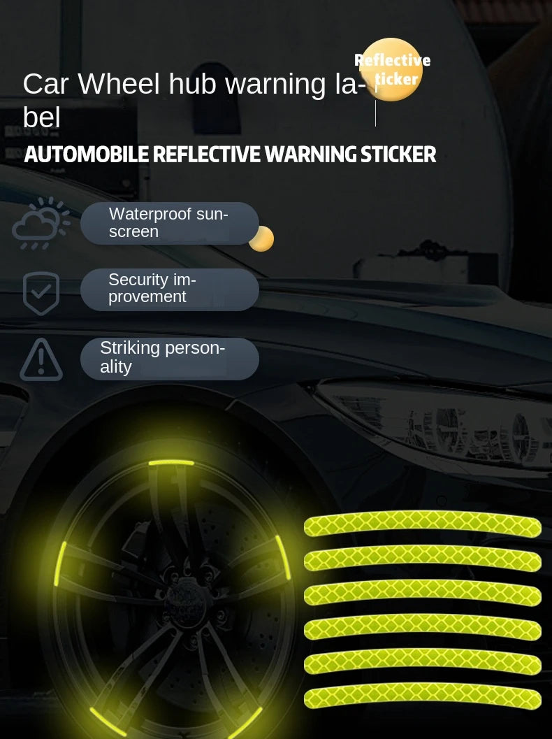 20Pcs Reflective Stickers on Car Wheels Tire Warning Stickers 3D Three-dimensional Balanced Car Stickers Personalized Decorat