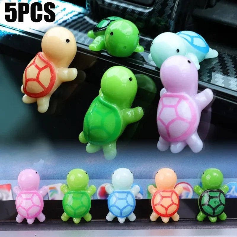 5/1PCS Car Turtle Ornament Car Dashboard Rearview Mirror Cartoon Resin Animal Ornaments Mini Turtle DIY Decoration Accessories