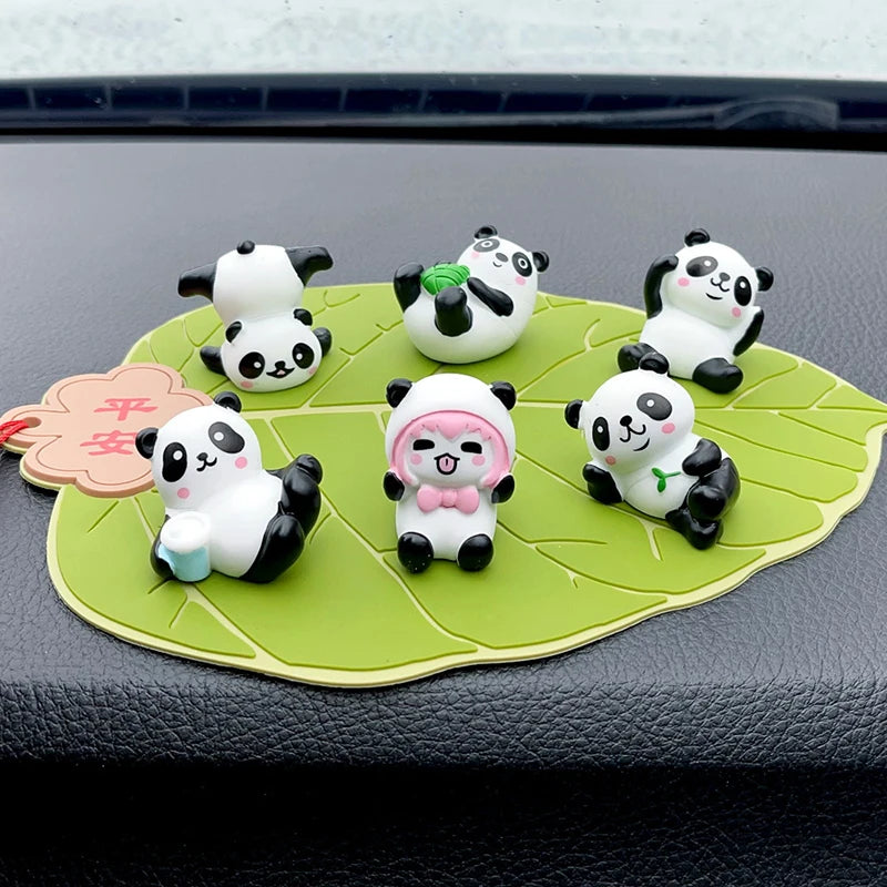 6/8Pcs Cute Mini Giant Panda Car Dashboard Ornaments Car Navigator Screen Decoration Doll Car Interior Accessories Toy Gift Girl