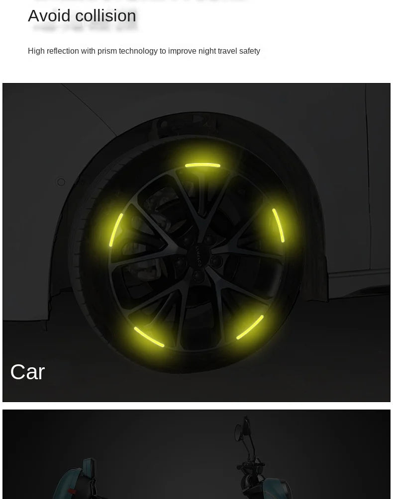 20Pcs Reflective Stickers on Car Wheels Tire Warning Stickers 3D Three-dimensional Balanced Car Stickers Personalized Decorat