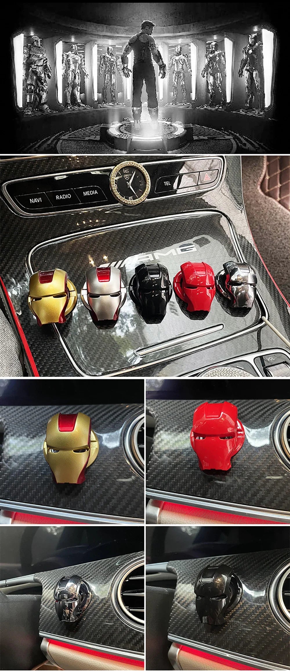 Anime Captain America Iron Man Car Engine Ignition Start Switch Button Protective Cover Sticker Marvel Car Trim Accessories Toy