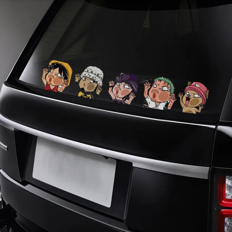 One Piece Luffy car Sticker Anime Peeking Glass Vinyl Decal Sticker For Car Window