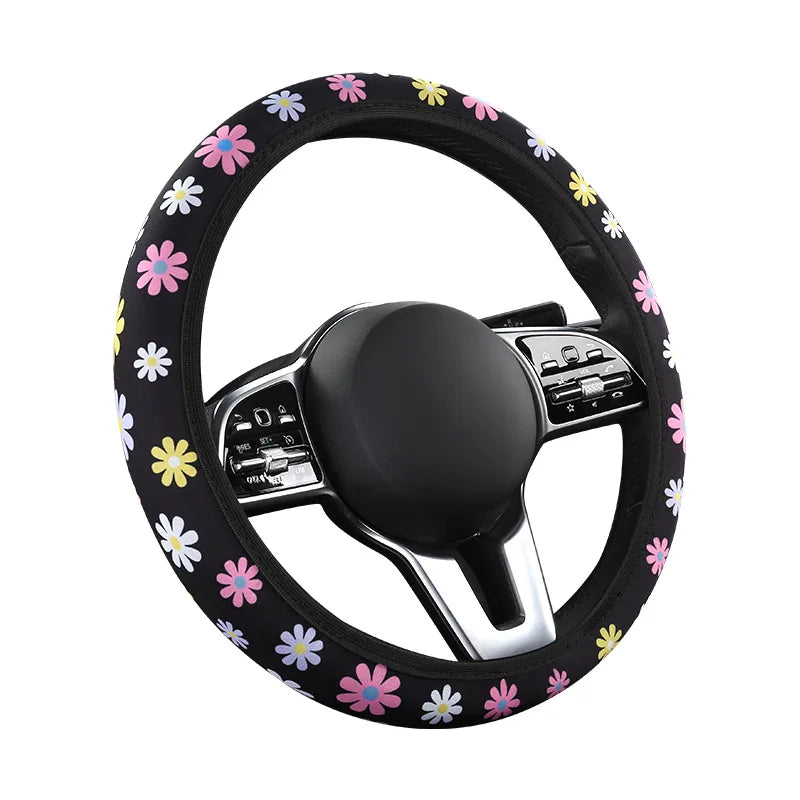 Steering Wheel Cover Car Steering Wheel Cover For Women Wheel Cover Flowers Print Anti-Slip