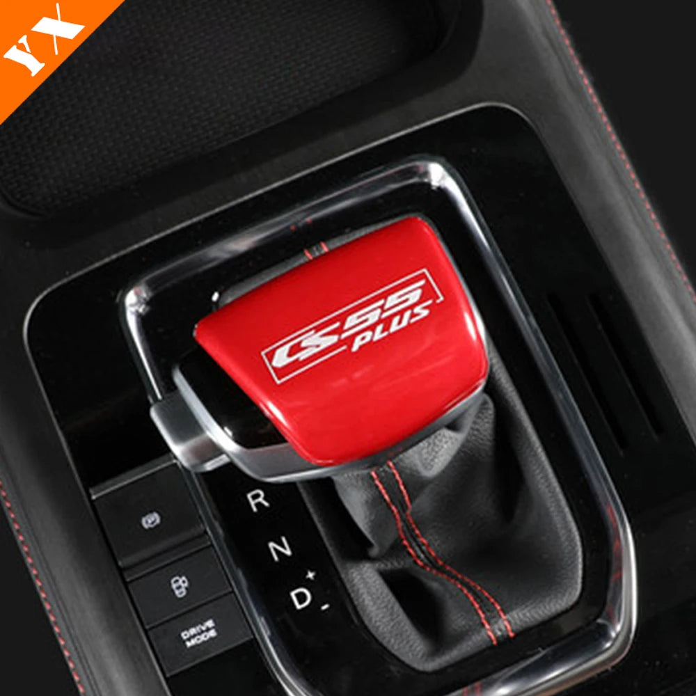 2022-2024 For Changan CS55 Plus 2 gen Accessories Car Gear Shift Handle Knob Frame Decor Sticker Cover Matte Carbon Red Garnish