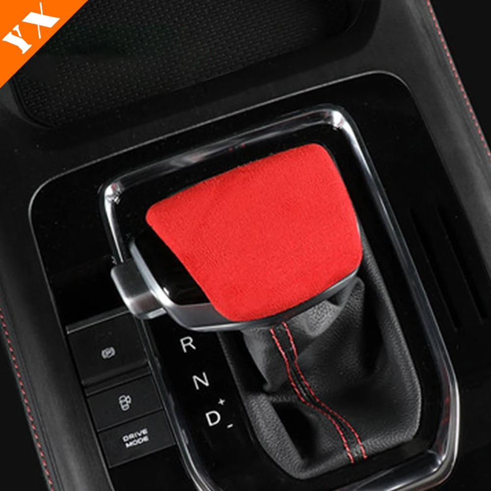 2022-2024 For Changan CS55 Plus 2 gen Accessories Car Gear Shift Handle Knob Frame Decor Sticker Cover Matte Carbon Red Garnish