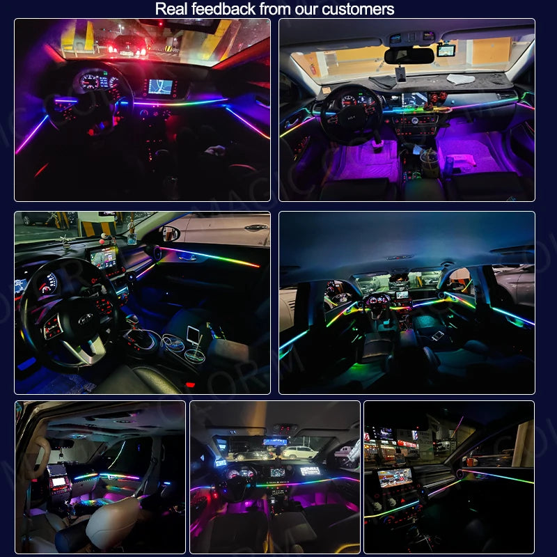 Full Color Streamer Car Ambient Lights RGB 64 Color Universal LED Interior Hidden Acrylic Strip Symphony Atmosphere Lamp