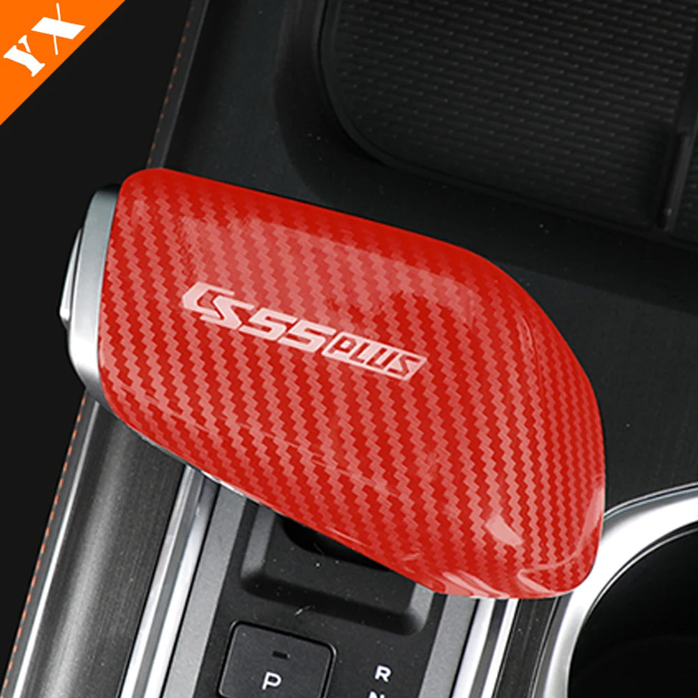 2022-2024 For Changan CS55 Plus 2 gen Accessories Car Gear Shift Handle Knob Frame Decor Sticker Cover Matte Carbon Red Garnish