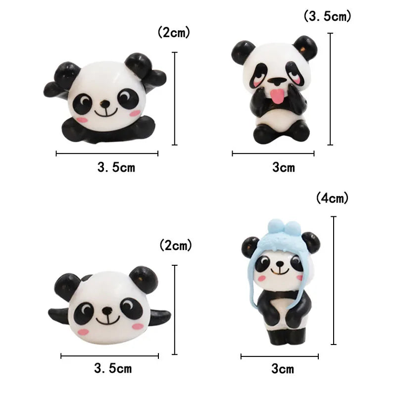 8Pcs/set Cute Panda Car Accessories Interior Funny Toys Car Decoration Dashboard Mini Cartoon DIY Auto Ornament Decor Supplies