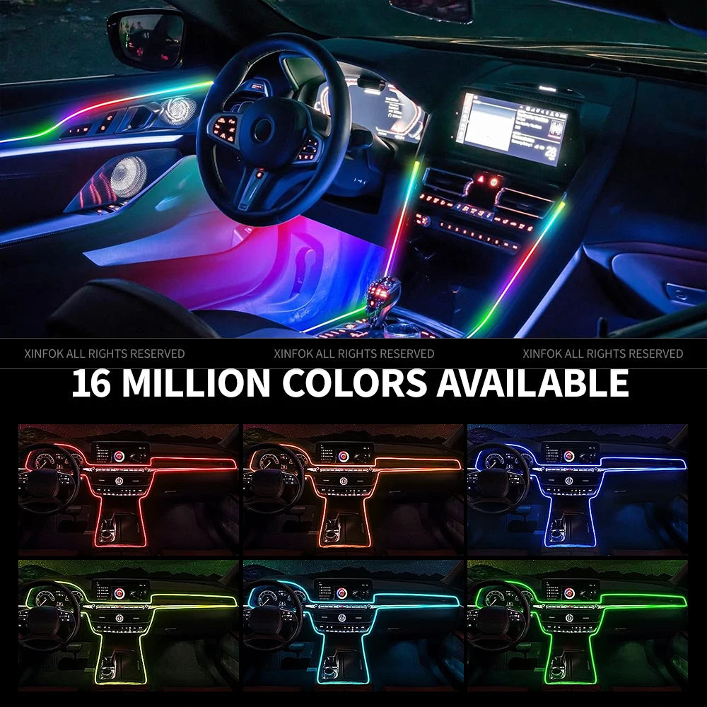 Car Ambient Lights LED Interior RGB Symphony Atmosphere Light  Acrylic Strips Dashboard Decoration Sunroof