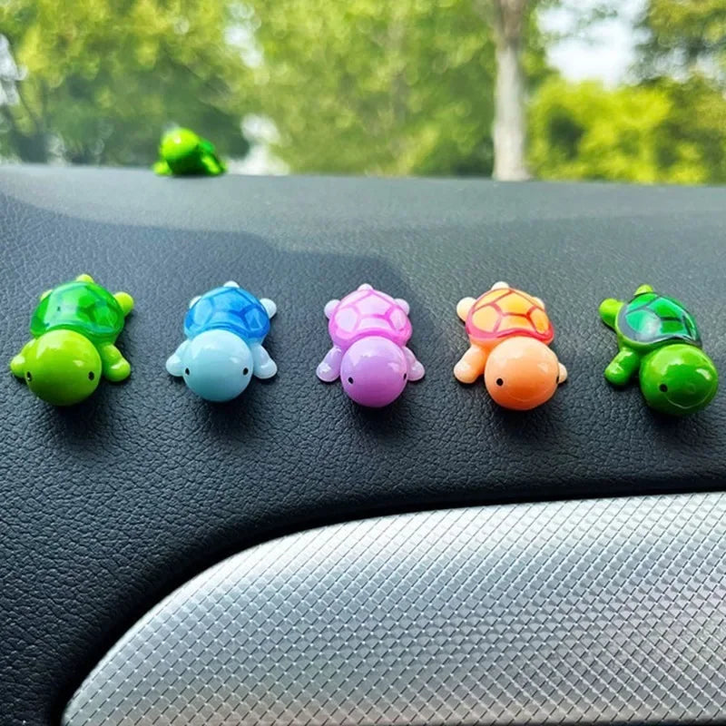 5/1PCS Car Turtle Ornament Car Dashboard Rearview Mirror Cartoon Resin Animal Ornaments Mini Turtle DIY Decoration Accessories