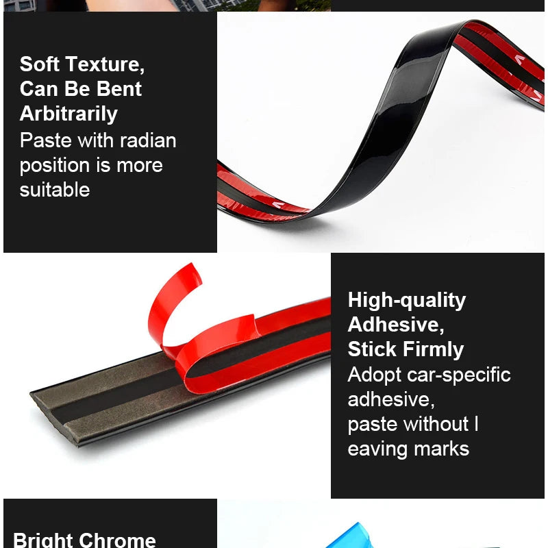 Bright Strip Car Decorative Line Universal Window Anti-scratch Chrome Bumper Strip Trim Molding Styles Vehicle Accessories Seal