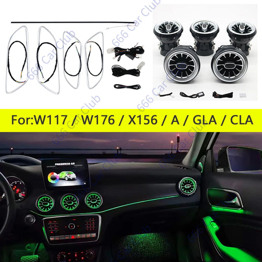 Colours Ambient Lights For Mercedes-Benz A/CLA/GLA  W176 W117 W156  A45 CLA45 LED Car Air Vents Turbine Nozzle Decorate Lamp