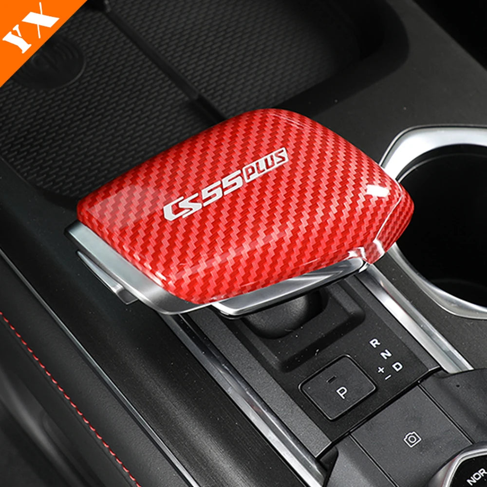 2022-2024 For Changan CS55 Plus 2 gen Accessories Car Gear Shift Handle Knob Frame Decor Sticker Cover Matte Carbon Red Garnish