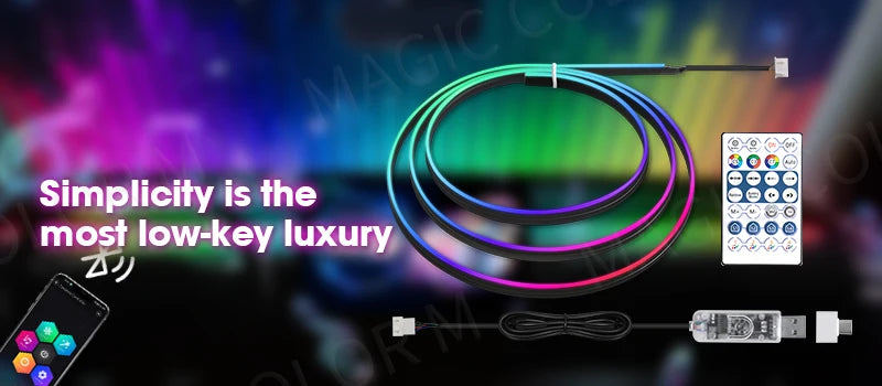 Full Color Streamer Car Ambient Lights RGB 64 Color Universal LED Interior Hidden Acrylic Strip Symphony Atmosphere Lamp