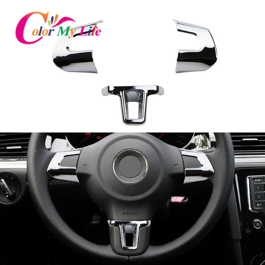 ABS Chrome Car Steering Wheel Decoration Cover Trim Sticker Fit for Volkswagen VW GOLF POLO JETTA MK5 MK6 Bora Accessories