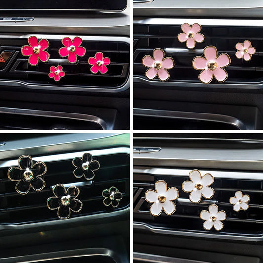 4Pcs/Set Car Outlet Vent Perfume Clips Car Air Freshener Conditioning Aromatherapy Small Daisy Interior Decoration Accessories