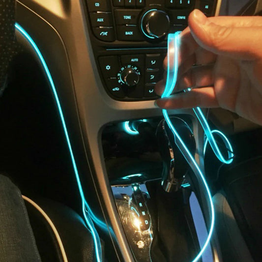 5m Car Interior Accessories Atmosphere Lamp EL Cold Light Line With USB DIY Decorative Dashboard Console Auto LED Ambient Lights