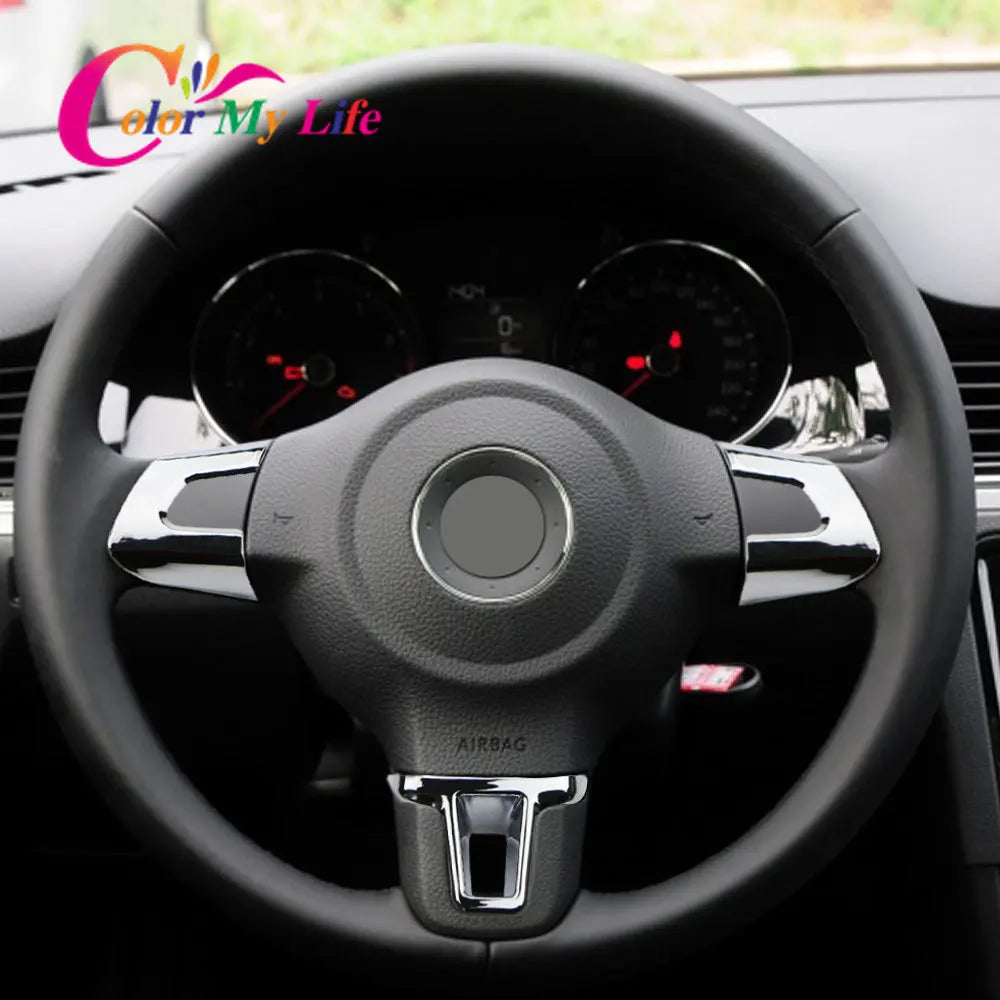 ABS Chrome Car Steering Wheel Decoration Cover Trim Sticker Fit for Volkswagen VW GOLF POLO JETTA MK5 MK6 Bora Accessories