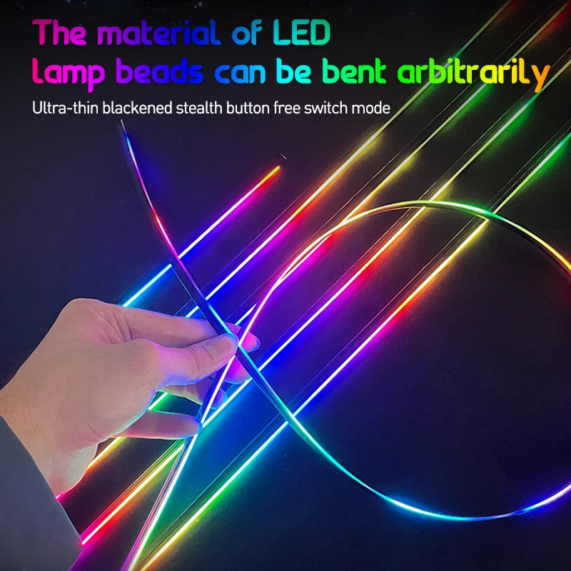 Full Color Streamer Car Ambient Lights RGB 64 Color Universal LED Interior Hidden Acrylic Strip Symphony Atmosphere Lamp