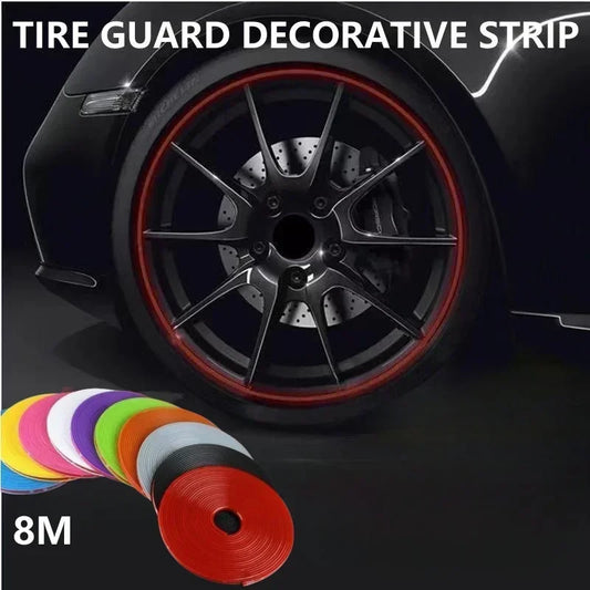 8 Meters Car Wheel Rim Blades Protector Line Tire Guard Decorative Strip Rubber Moulding Trim More Color Car Sticker Styling