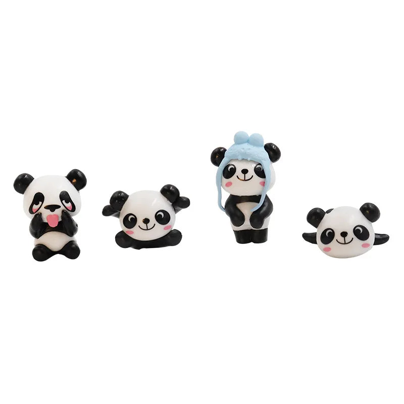 8Pcs/set Cute Panda Car Accessories Interior Funny Toys Car Decoration Dashboard Mini Cartoon DIY Auto Ornament Decor Supplies