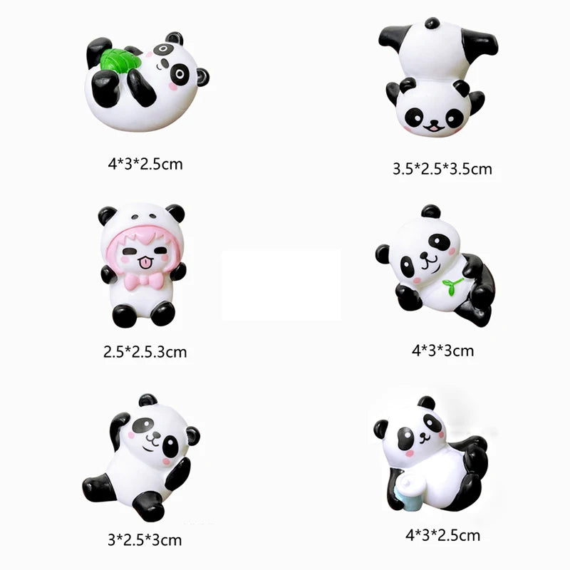 6/8Pcs Cute Mini Giant Panda Car Dashboard Ornaments Car Navigator Screen Decoration Doll Car Interior Accessories Toy Gift Girl